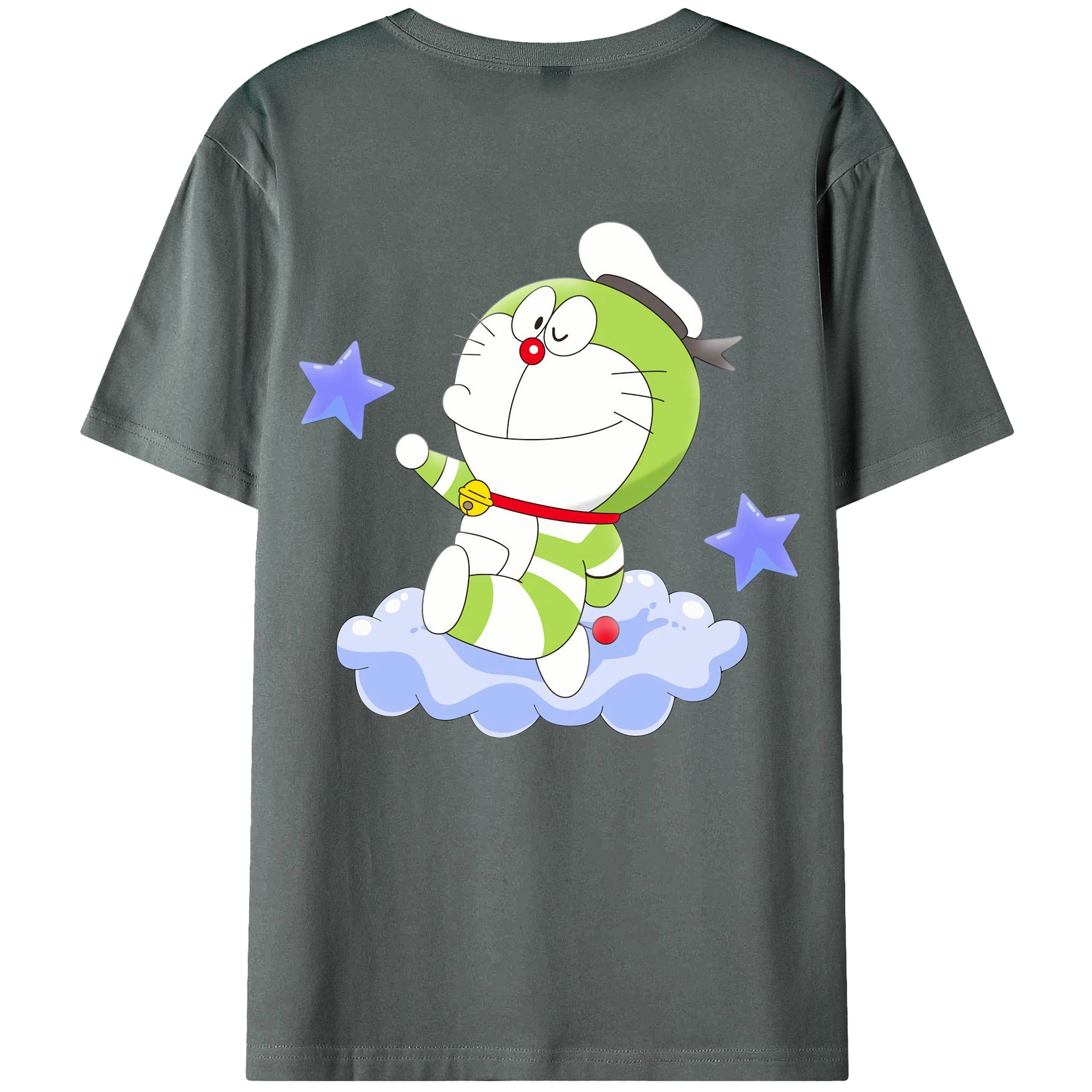 （画像用） ドラえもん Doraemon 綿100％ メンズ半袖Tシャツ（バックプリント） 通気性